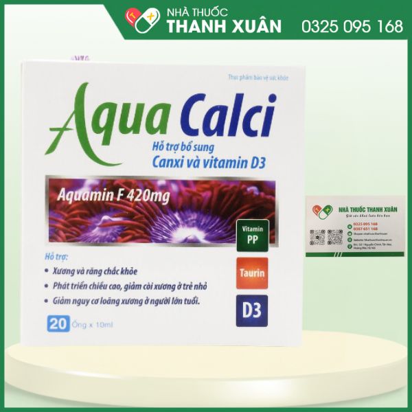 Aqua Cacli - Bổ sung canxi và vitamin D3, hỗ trợ xương, răng chắc khỏe